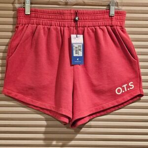 One Teaspoon Sport HW Hustle Shorts Red High Waist Cotton French Terry Small NWT